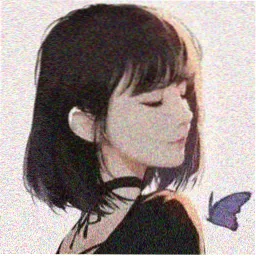 留言用户头像，深灰底配浅杏几何块